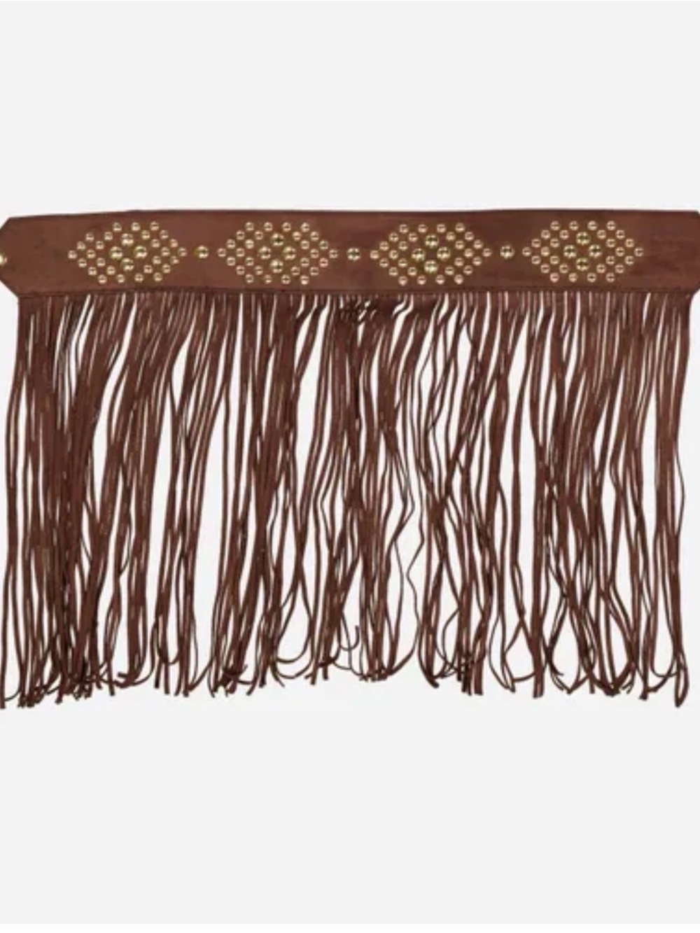 Fringed Brown Studded Waist Belt s House of Harlow 1960 genuine leather